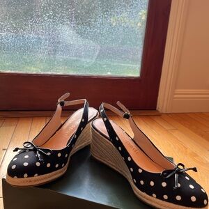 Kate Spade Black Polka Dot Wedge Sandals